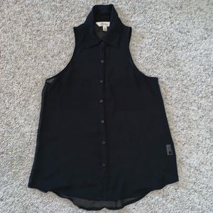 Black Button Up Tank Top